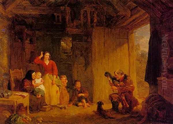 The Irish Piper Oil Painting by Frederick Goodall