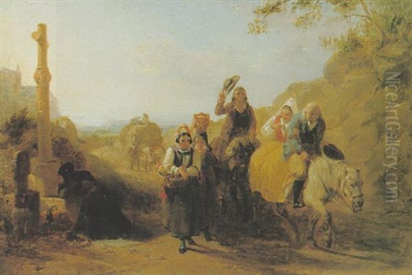 Passing The Cross, Brittany Oil Painting by Frederick Goodall