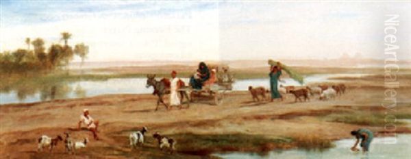 Bedouins In The Desert By The Nile Oil Painting by Frederick Goodall