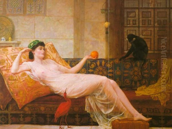 The Pets Of The Harem Oil Painting by Frederick Goodall