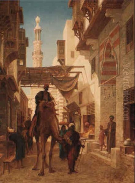 A Middle Eastern Street Scene Oil Painting by Frederick Goodall