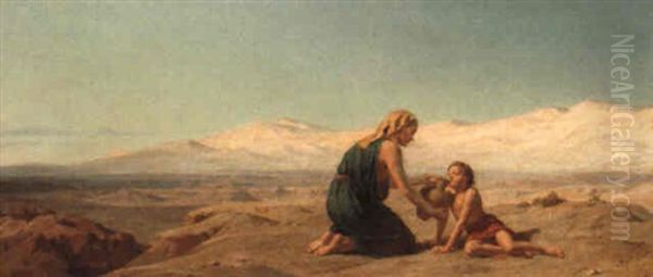 Hagar And Ishmael In The Desert Oil Painting by Frederick Goodall