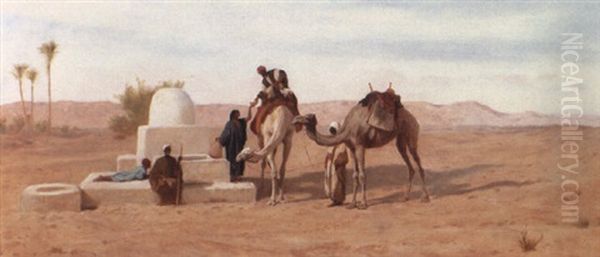 An Oasis Scene Oil Painting by Frederick Goodall