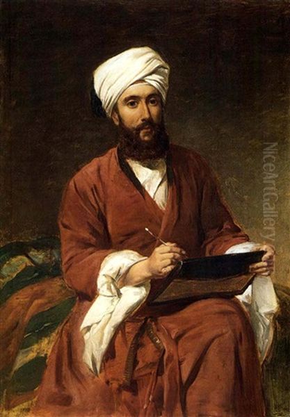 Portrait Of F.e. Lewis In Turkish Costume Oil Painting by Frederick Goodall