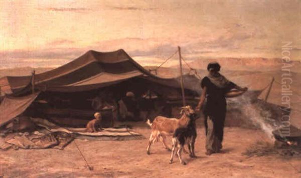 Feeding Goats Oil Painting by Frederick Goodall