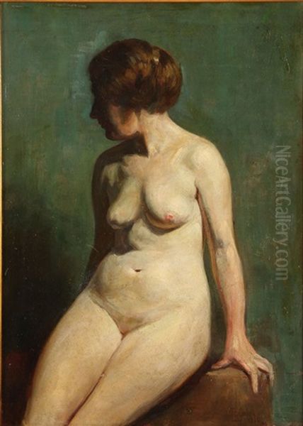 Seated Female Nude Oil Painting by John Edward Goodall