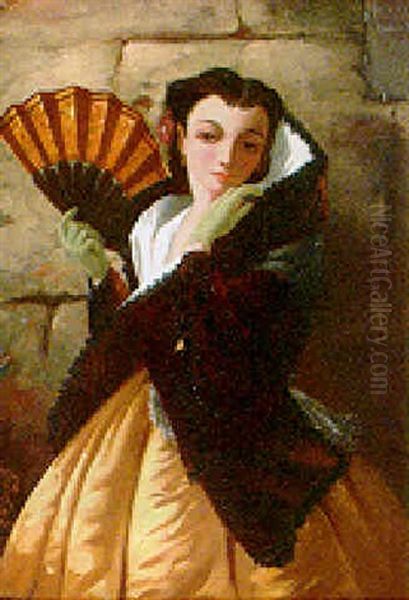 La Senora Del Abanico Oil Painting by Walter Goodall