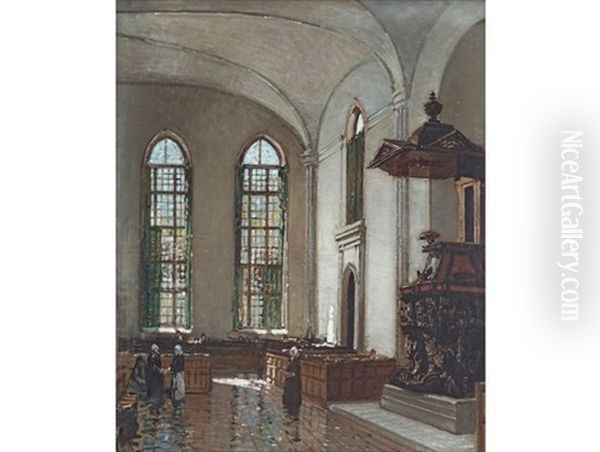 Interior Of The Groote Kerk, Cape Town Oil Painting by Robert Gwelo Goodman