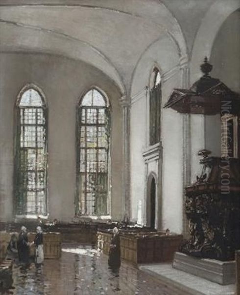 Interior Of The Groote Kerk, Cape Town Oil Painting by Robert Gwelo Goodman