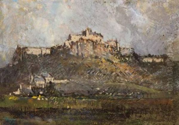 A View Of Edinburgh Castle Oil Painting by Robert Gwelo Goodman