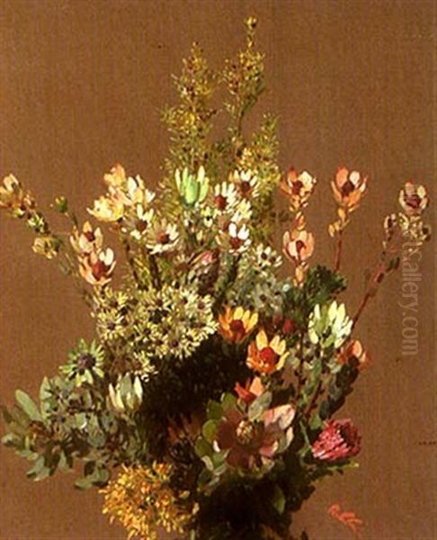 A Still Life Of Cape Flowers Oil Painting by Robert Gwelo Goodman