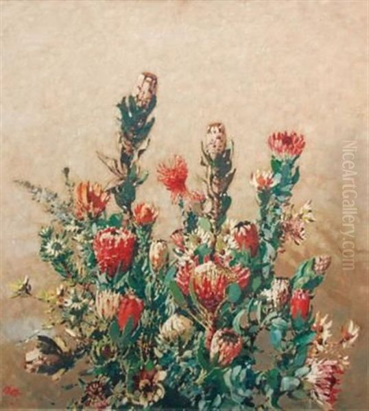 Proteas Oil Painting by Robert Gwelo Goodman