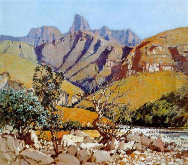 The Drakensberg, Natal Oil Painting by Robert Gwelo Goodman