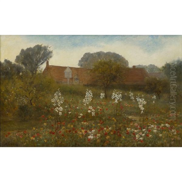 A Garden In Summer Oil Painting by Albert Goodwin