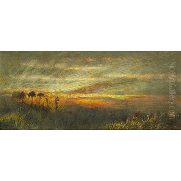 Sunset In Jamaica Oil Painting by Albert Goodwin