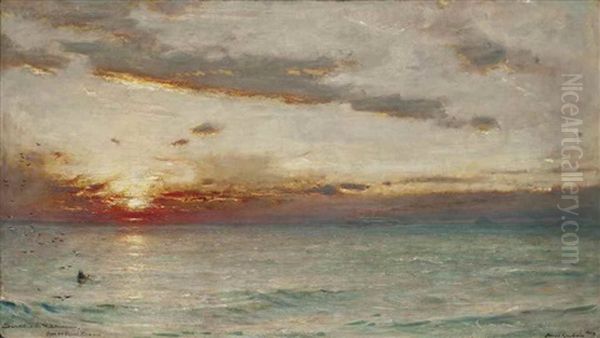 Sunset In The Mediterranean From An Orient Steamer Oil Painting by Albert Goodwin