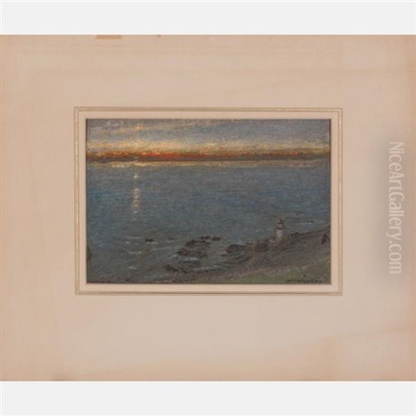 Hartland Sunset Oil Painting by Albert Goodwin