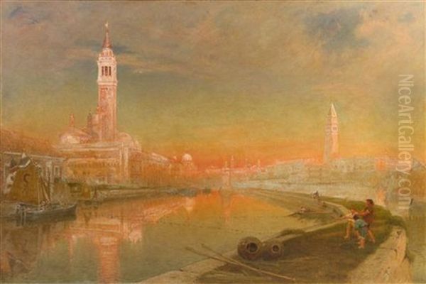 Venice- Midsummer Dawn, 1878 Oil Painting by Albert Goodwin