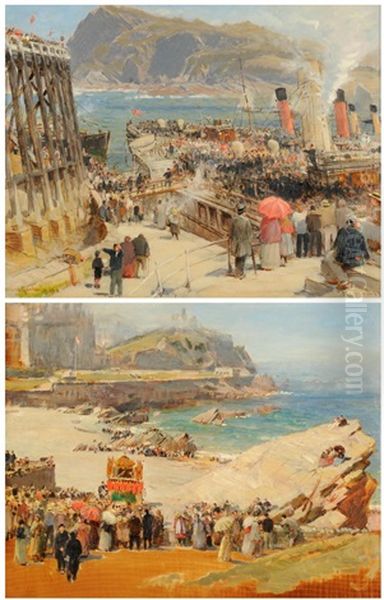 Ilfracombe Landing Stage Oil Painting by Albert Goodwin