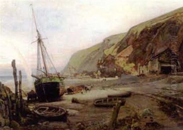 On The Coast Of North Devon Oil Painting by Albert Goodwin