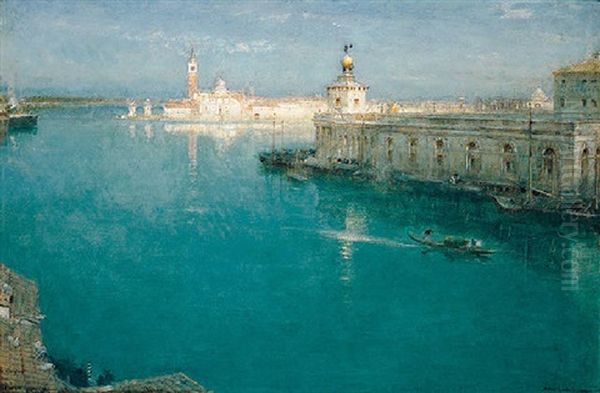 The Afterglow - San Giorgio Maggiore And The Dogana, Venice Oil Painting by Albert Goodwin