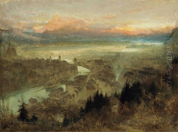 Lucerne At The Rigi Oil Painting by Albert Goodwin