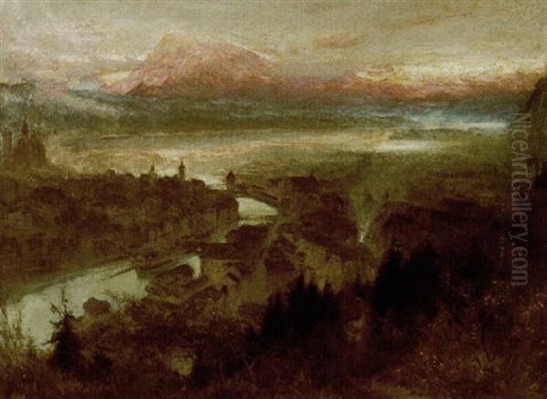 Luzern Mit Rigi Oil Painting by Albert Goodwin