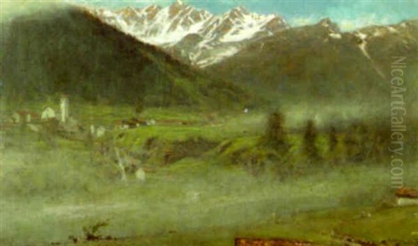 The Village Of Simplon, Switzerland Oil Painting by Albert Goodwin