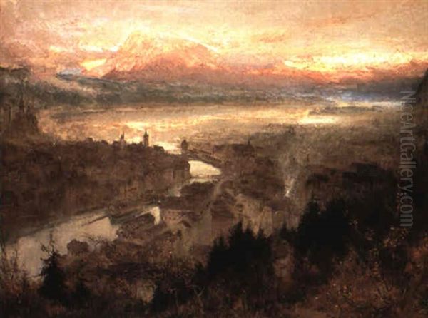 Vy Over Luzern Oil Painting by Albert Goodwin