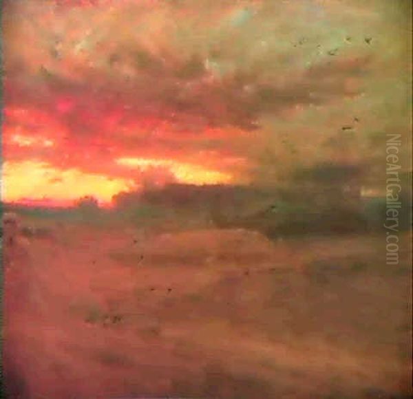 Sonnenuntergang In Agra Oil Painting by Albert Goodwin