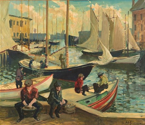 T Wharf, Boston Oil Painting by Arthur Clifton Goodwin