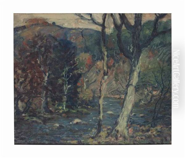 River Landscape Oil Painting by Arthur Clifton Goodwin