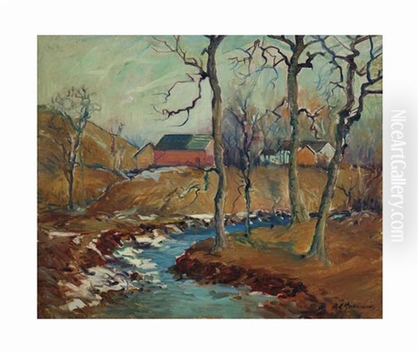 Farm On The River Oil Painting by Arthur Clifton Goodwin