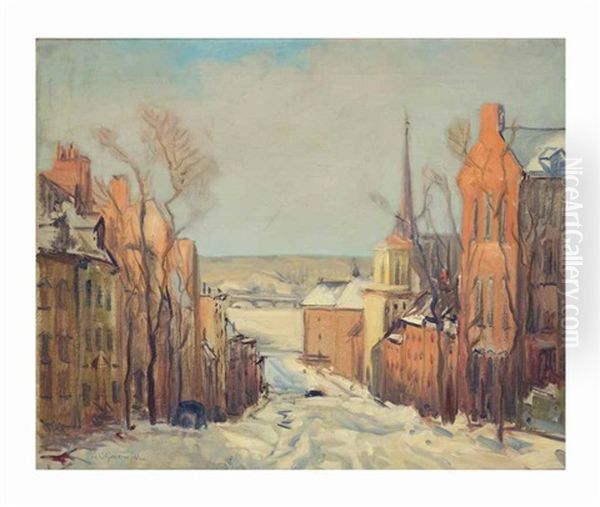 Joy Street, Beacon Hill, Boston Oil Painting by Arthur Clifton Goodwin