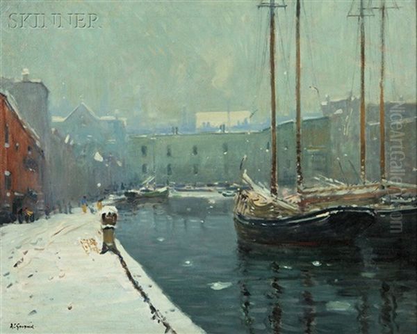 T Wharf Oil Painting by Arthur Clifton Goodwin