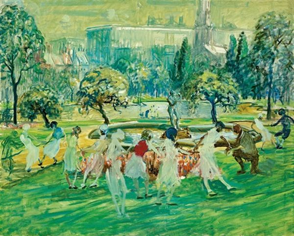 Summer In The City; In The Park (2 Works) Oil Painting by Arthur Clifton Goodwin