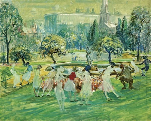 Summer In The City; In The Park (2 Works) Oil Painting by Arthur Clifton Goodwin