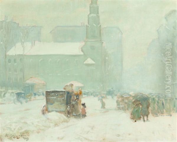 Park Street, Boston Oil Painting by Arthur Clifton Goodwin