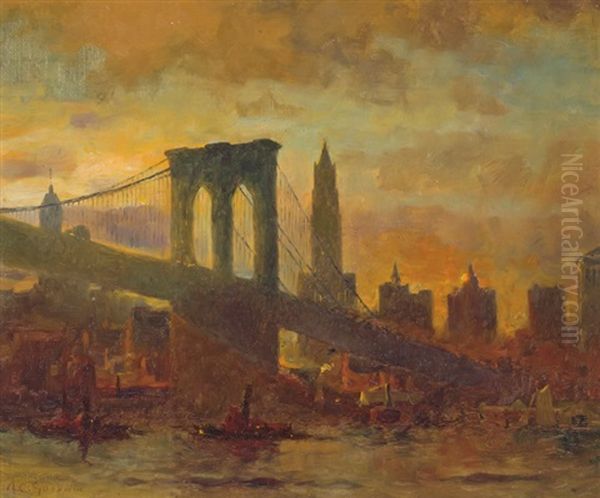 The Brooklyn Bridge Oil Painting by Arthur Clifton Goodwin