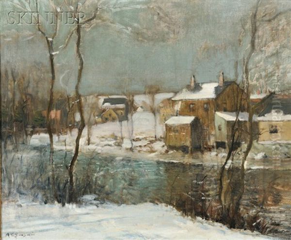 The Neponset River In Winter Oil Painting by Arthur Clifton Goodwin