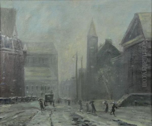 Boylston Street, Boston Oil Painting by Arthur Clifton Goodwin