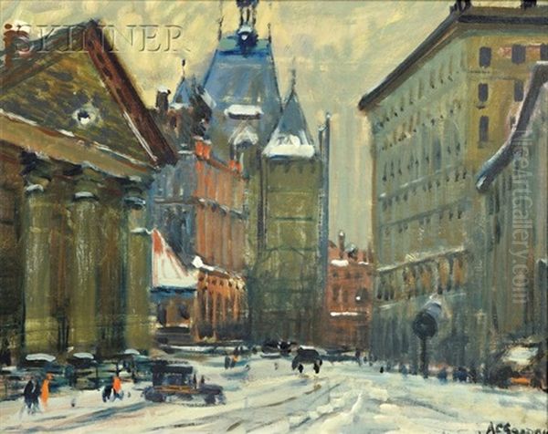 Winter View (copley Square?) Oil Painting by Arthur Clifton Goodwin