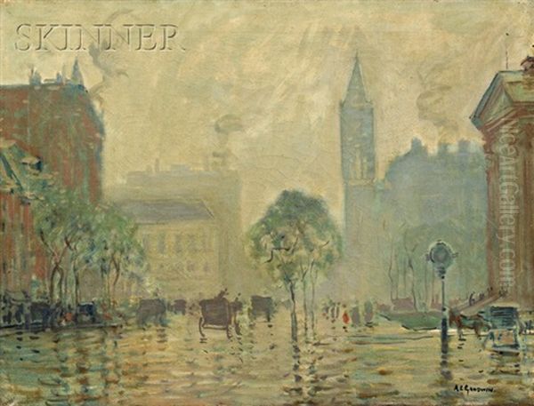 Rain And Mist, Boylston Oil Painting by Arthur Clifton Goodwin