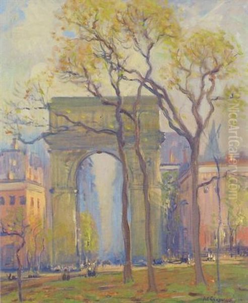 Washington Square Arch Oil Painting by Arthur Clifton Goodwin