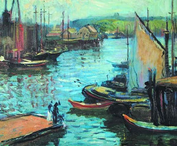 Harbor Scene Oil Painting by Arthur Clifton Goodwin