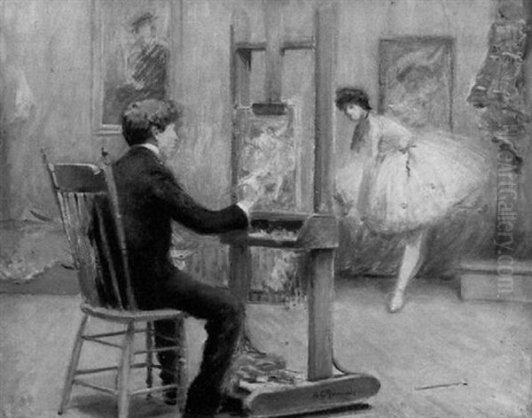 Louis Kronberg In His Studio Oil Painting by Arthur Clifton Goodwin