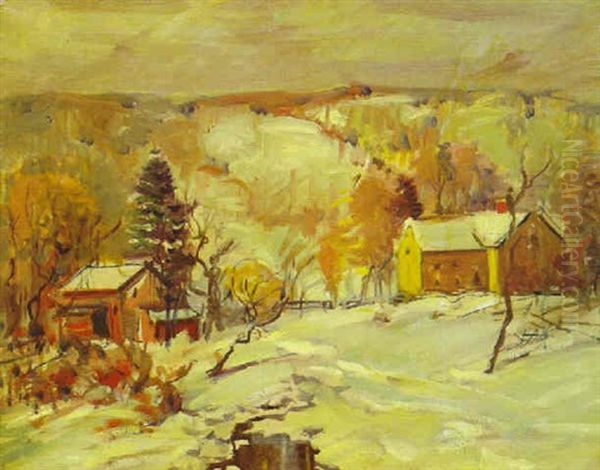 Farmhouse In Winter Oil Painting by Arthur Clifton Goodwin