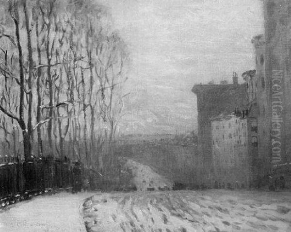 Beacon Street In Winter Oil Painting by Arthur Clifton Goodwin