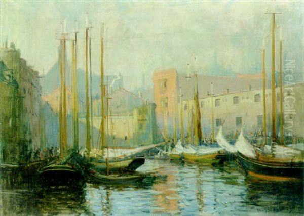 View Of The Wharf Oil Painting by Arthur Clifton Goodwin