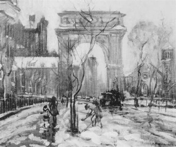 Washington Arch, 5th Ave, New York Oil Painting by Arthur Clifton Goodwin